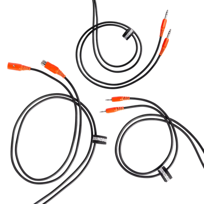 AUX Cable, TRS Cable and XLR Cable with SOUNDBOKS branded colors